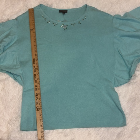 The Limited Aruba Blue Flutter Sleeve Sweater Size Large - Picture 7 of 7